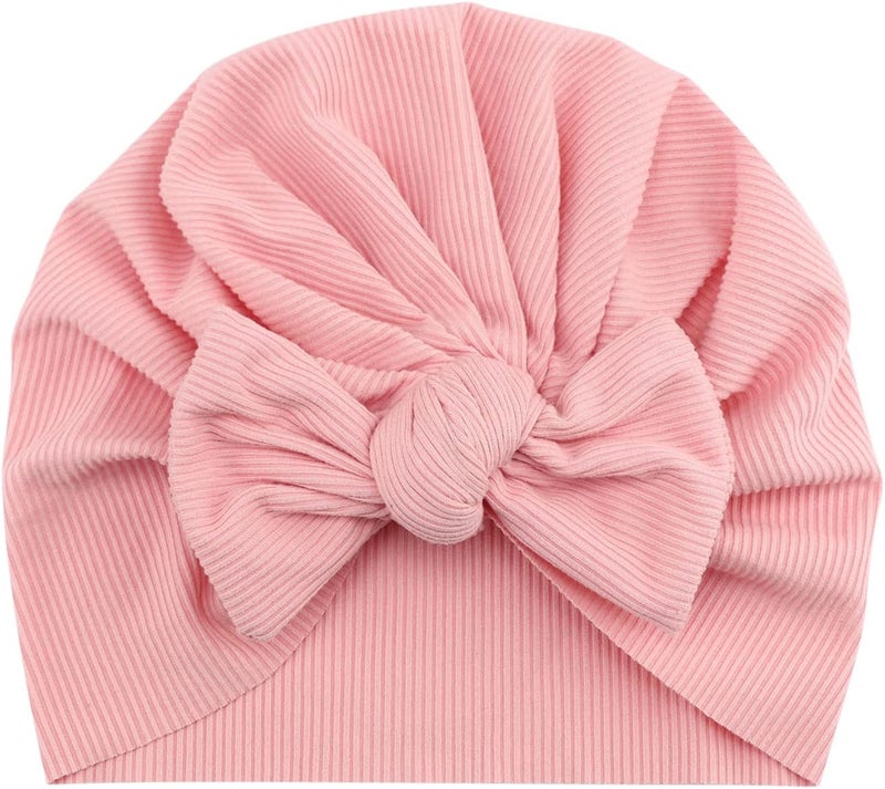DRESHOW BQUBO 5 Pieces Newborn Baby Turban Hats Bow Baby Infant Beanie Breathable Toddler Cap for Baby Girls - Image 4